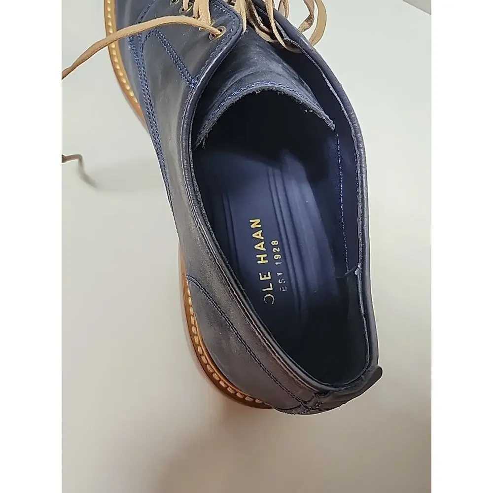 Cole Haan Tyler Grand Plain Ox Shoes Mens 12M Marine Blue Wax C25105
